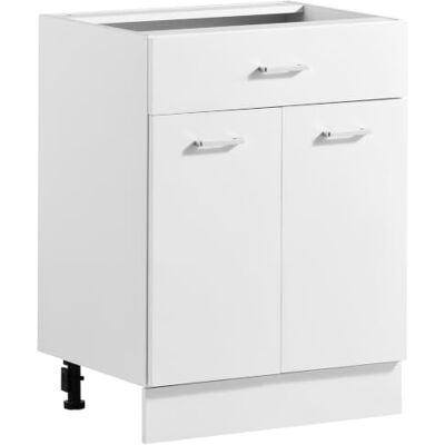 VEVOR Meuble Bas en Kit, Élément Bas Blanc 60x47,5x81,5 cm Étagère Réglable Rangement pour Buanderie Salle de Bain, 1 Tiroir 1 Placard, Caisson de Cuisine sans Plan de Travail, Fermeture Amortie - Publicité VEVOR Meuble Bas en Kit, Élément Bas Blanc 60x47,5x81,5 cm Étagère Réglable Rangement pour Buanderie Salle de Bain, 1 Tiroir 1 Placard, Caisson de Cuisine sans Plan de Travail, Fermeture Amortie - Publicité
