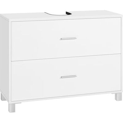 eSituro Meuble sous Lavabo Salle de Bain, Meuble sous Vasque, avec 2 Tiroirs, Découpe de Siphon 15x20 cm, en Bois d'Ingénierie E1, Pieds Surélevés, Blanc, 80x30x60 cm - Publicité eSituro Meuble sous Lavabo Salle de Bain, Meuble sous Vasque, avec 2 Tiroirs, Découpe de Siphon 15x20 cm, en Bois d'Ingénierie E1, Pieds Surélevés, Blanc, 80x30x60 cm - Publicité