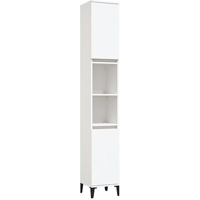 vidaXL Armoire de Salle de Bain, Colonne avec 2 Étagères et 2 Compartiments, Meuble de Rangement Toilette Maison, Industriel, Blanc Bois d'Ingénierie - Publicité vidaXL Armoire de Salle de Bain, Colonne avec 2 Étagères et 2 Compartiments, Meuble de Rangement Toilette Maison, Industriel, Blanc Bois d'Ingénierie - Publicité