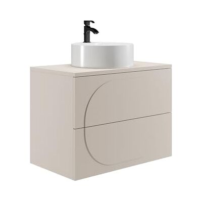 Unique Meuble de Salle de Bain Suspendu avec Vasque à Poser Ronde Beige 80 cm VUTOMA - Publicité Unique Meuble de Salle de Bain Suspendu avec Vasque à Poser Ronde Beige 80 cm VUTOMA - Publicité