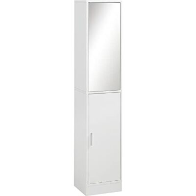 kleankin Meuble Colonne Salle de Bain avec Miroir 32x28x162cm Blanc Armoire Salle de Bain Étroite à 6 Niveaux, 2 Portes, Étagères Réglables, Meuble de Rangement pour Toilette, Petits Espaces - Publicité kleankin Meuble Colonne Salle de Bain avec Miroir 32x28x162cm Blanc Armoire Salle de Bain Étroite à 6 Niveaux, 2 Portes, Étagères Réglables, Meuble de Rangement pour Toilette, Petits Espaces - Publicité