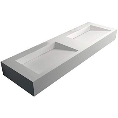 Bernstein Double vasque à poser ou a suspendre TWG16, en solid surface 153x45x15cm couleur en option, Couleur:Blanc mat - Publicité Bernstein Double vasque à poser ou a suspendre TWG16, en solid surface 153x45x15cm couleur en option, Couleur:Blanc mat - Publicité
