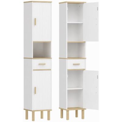 HOMCOM Meuble Colonne Salle de Bain Étroit 31,5 x 29,7 x 171,5 cm Blanc 2 Portes, Tiroir, Compartiment Ouvert, Étagère Réglable, pour Toilette, Petits Espaces - Publicité HOMCOM Meuble Colonne Salle de Bain Étroit 31,5 x 29,7 x 171,5 cm Blanc 2 Portes, Tiroir, Compartiment Ouvert, Étagère Réglable, pour Toilette, Petits Espaces - Publicité