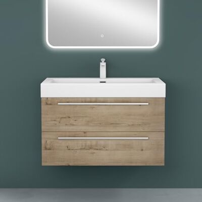 Mai & Mai Meuble Salle de Bain Chêne Clair Ensemble de 2 Pièces 90cm - Publicité Mai & Mai Meuble Salle de Bain Chêne Clair Ensemble de 2 Pièces 90cm - Publicité