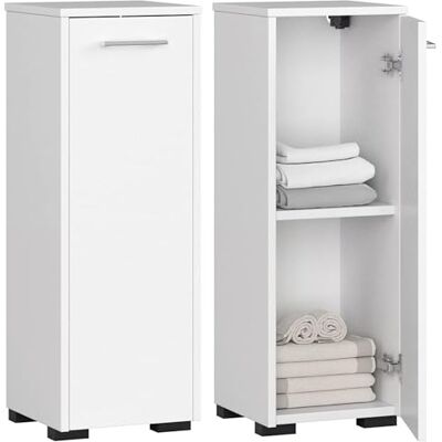 Home Collective Armoire de salle de bain étroite blanche avec 1 porte et 2 compartiments, élégante avec poignées argentées, 82 cm de haut, 30 cm de large et de profondeur - Publicité Home Collective Armoire de salle de bain étroite blanche avec 1 porte et 2 compartiments, élégante avec poignées argentées, 82 cm de haut, 30 cm de large et de profondeur - Publicité