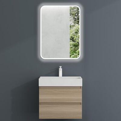 Mai & Mai Meuble Salle de Bain Chêne Clair Ensemble de 3 Pièces 60cm Ensemble de Meubles, Lavabo et Miroir Inclus, Meuble sous Lavabo Suspendu avec Tiroir, 60x38x56cm, Verona - Publicité Mai & Mai Meuble Salle de Bain Chêne Clair Ensemble de 3 Pièces 60cm Ensemble de Meubles, Lavabo et Miroir Inclus, Meuble sous Lavabo Suspendu avec Tiroir, 60x38x56cm, Verona - Publicité