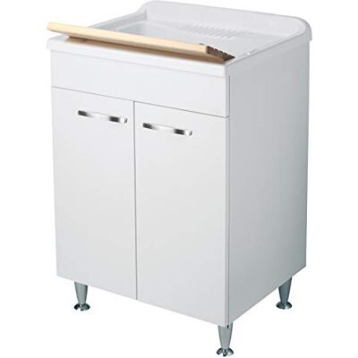 Negrari Lavabo classique monté 60 x 60 L60 P60 H85 cm Blanc meuble bois baignoire polypropylène axe pin peint pieds réglables charnières portes ralenties portes arrondies poignées chromées - Publicité Negrari Lavabo classique monté 60 x 60 L60 P60 H85 cm Blanc meuble bois baignoire polypropylène axe pin peint pieds réglables charnières portes ralenties portes arrondies poignées chromées - Publicité