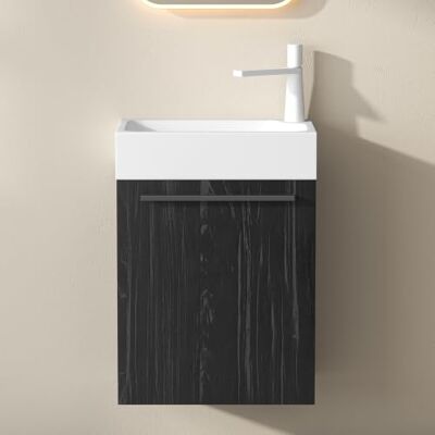Mai & Mai Meuble Salle de Bain Noir Texturé Ensemble de 2 Pièces 46cm Ensemble de Meubles, Lavabo Inclus, Meuble sous Lavabo Suspendu avec Tiroir, 46x26x63cm, Pisa - Publicité Mai & Mai Meuble Salle de Bain Noir Texturé Ensemble de 2 Pièces 46cm Ensemble de Meubles, Lavabo Inclus, Meuble sous Lavabo Suspendu avec Tiroir, 46x26x63cm, Pisa - Publicité