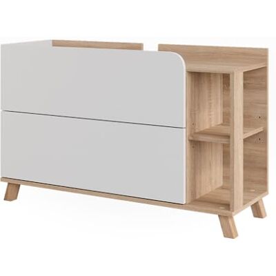 Vicco Meuble sous Vasque Karen, Sonoma/Blanc, 100x65cm avec 2 tiroirs, pour installation sous lavabo avec découpe pour siphon - Publicité Vicco Meuble sous Vasque Karen, Sonoma/Blanc, 100x65cm avec 2 tiroirs, pour installation sous lavabo avec découpe pour siphon - Publicité