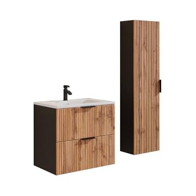 Meuble de salle de bain suspendu MADELA avec lavabo - 60cm - Publicité Meuble de salle de bain suspendu MADELA avec lavabo - 60cm - Publicité
