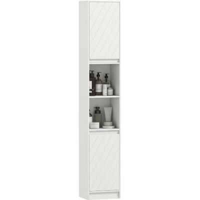 HOMCOM Meuble Colonne Salle de Bain à 6 Niveaux 30x24x170cm Blanc Meuble de Rangement Étroit, 2 Portes, 2 Compartiments Ouverts, Étagère Réglable, pour Toilette, Petits Espaces - Publicité HOMCOM Meuble Colonne Salle de Bain à 6 Niveaux 30x24x170cm Blanc Meuble de Rangement Étroit, 2 Portes, 2 Compartiments Ouverts, Étagère Réglable, pour Toilette, Petits Espaces - Publicité