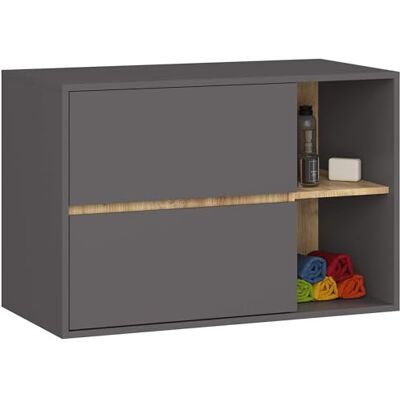 AKORD Meuble sous Vasque Salle de Bain VAMI 90 cm sous-Lavabo Mural avec 2 Tiroirs Rangement Pratique et Élegant pour Vasque à Poser 90x60x45,5 cm Gris Graphite & Chêne Artisan - Publicité AKORD Meuble sous Vasque Salle de Bain VAMI 90 cm sous-Lavabo Mural avec 2 Tiroirs Rangement Pratique et Élegant pour Vasque à Poser 90x60x45,5 cm Gris Graphite & Chêne Artisan - Publicité