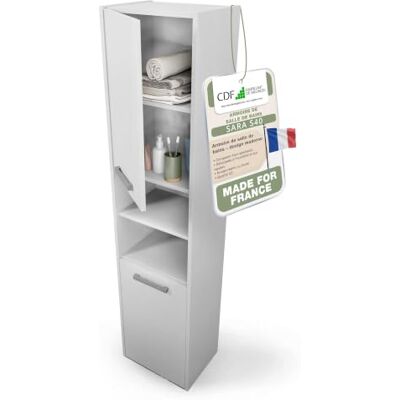 CDF Armoire de Salle de Bain Blanc 30x30x170 cm Colonne Haute à Étagères Rangement vertical pour toilettes et petits espaces, meuble étroit, montage facile, usage domestique - Publicité CDF Armoire de Salle de Bain Blanc 30x30x170 cm Colonne Haute à Étagères Rangement vertical pour toilettes et petits espaces, meuble étroit, montage facile, usage domestique - Publicité