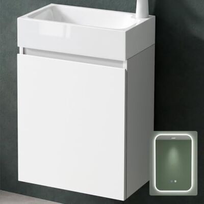 Mai & Mai Meuble Salle de Bain Blanc Mat Ensemble de 3 Pièces 46cm Ensemble de Meubles, Lavabo et Miroir Inclus, Meuble sous Lavabo Suspendu avec Tiroir, 46x26x63cm, Pisa02 - Publicité Mai & Mai Meuble Salle de Bain Blanc Mat Ensemble de 3 Pièces 46cm Ensemble de Meubles, Lavabo et Miroir Inclus, Meuble sous Lavabo Suspendu avec Tiroir, 46x26x63cm, Pisa02 - Publicité
