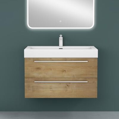 Mai & Mai Meuble Salle de Bain Marron Clair Ensemble de 2 Pièces 90cm - Publicité Mai & Mai Meuble Salle de Bain Marron Clair Ensemble de 2 Pièces 90cm - Publicité