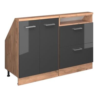 Vicco Ensembles de Meuble de Rangement sous Pente Rion, Anthracite Haute Brillance/Chêne de Force doré, L120 x P46 cm Lot de 2, Gain de Place pour Les pièces mansardées - Publicité Vicco Ensembles de Meuble de Rangement sous Pente Rion, Anthracite Haute Brillance/Chêne de Force doré, L120 x P46 cm Lot de 2, Gain de Place pour Les pièces mansardées - Publicité