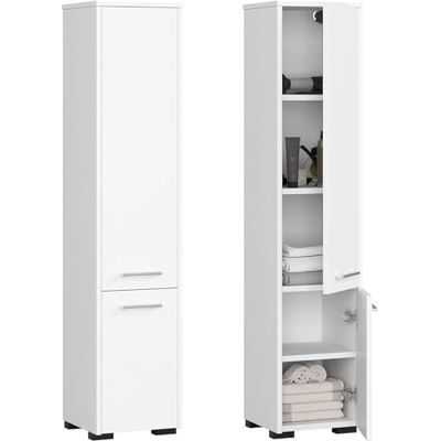 Home Collective Armoire de salle de bain avec 2 portes et 4 étagères, 30 x 30 x 140 cm, en panneau stratifié résistant à l'abrasion de 16 mm d'épaisseur, blanc - Publicité Home Collective Armoire de salle de bain avec 2 portes et 4 étagères, 30 x 30 x 140 cm, en panneau stratifié résistant à l'abrasion de 16 mm d'épaisseur, blanc - Publicité