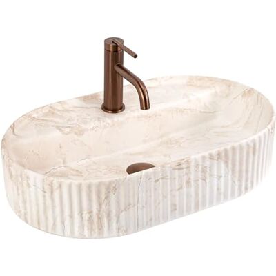 Rea Vasque À Poser Marcela 60 Saturn Ovale Ceramiche Sanitarie Beige 60x37x13,5 cm - Publicité Rea Vasque À Poser Marcela 60 Saturn Ovale Ceramiche Sanitarie Beige 60x37x13,5 cm - Publicité