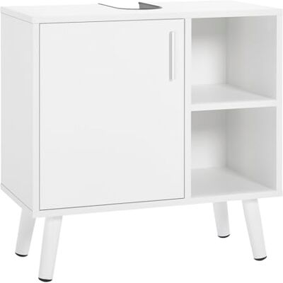 EUGAD Meuble sous Lavabo avec Porte, Placard sous Évier avec 2 Compartiments Ouverts, Meuble sous Vasque Salle de Bain sur Pieds, en Bois d'Ingénierie, Blanc, 60x30x60 cm - Publicité EUGAD Meuble sous Lavabo avec Porte, Placard sous Évier avec 2 Compartiments Ouverts, Meuble sous Vasque Salle de Bain sur Pieds, en Bois d'Ingénierie, Blanc, 60x30x60 cm - Publicité