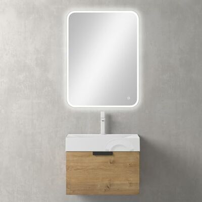 Mai & Mai Meuble Salle de Bain Marron Clair Ensemble de 3 Pièces 60cm Ensemble de Meubles, Lavabo et Miroir Inclus, Meuble sous Lavabo Suspendu avec Tiroir, 60x48x45cm, Lonato - Publicité Mai & Mai Meuble Salle de Bain Marron Clair Ensemble de 3 Pièces 60cm Ensemble de Meubles, Lavabo et Miroir Inclus, Meuble sous Lavabo Suspendu avec Tiroir, 60x48x45cm, Lonato - Publicité