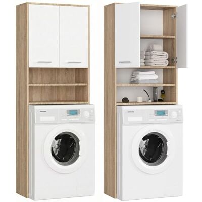 Home Collective Armoire Haute pour Machine à Laver 64x30x180 cm, avec 2 Portes et 4 étagères, étagère de Salle de Bain, Couloir, Blanc - Publicité Home Collective Armoire Haute pour Machine à Laver 64x30x180 cm, avec 2 Portes et 4 étagères, étagère de Salle de Bain, Couloir, Blanc - Publicité