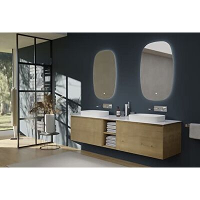 Bernstein Meuble vasque suspendu salle de bain MDF Chêne, lavabo Céramique Blanc mat + trous robinet + 2 tiroirs 190x45x52cm INALCO 1900 - Publicité Bernstein Meuble vasque suspendu salle de bain MDF Chêne, lavabo Céramique Blanc mat + trous robinet + 2 tiroirs 190x45x52cm INALCO 1900 - Publicité
