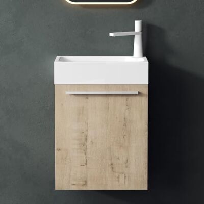 Mai & Mai Meuble Salle de Bain Chêne Clair Ensemble de 2 Pièces 46cm Ensemble de Meubles, Lavabo Inclus, Meuble sous Lavabo Suspendu avec Tiroir, 46x26x63cm, Pisa - Publicité Mai & Mai Meuble Salle de Bain Chêne Clair Ensemble de 2 Pièces 46cm Ensemble de Meubles, Lavabo Inclus, Meuble sous Lavabo Suspendu avec Tiroir, 46x26x63cm, Pisa - Publicité