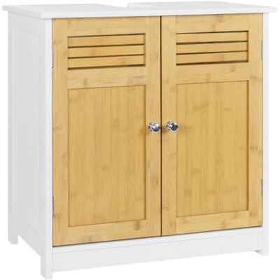 EUGAD Meuble sous lavabo pour Salle de Bain en MDF et Bambou,Armoire de Toilette avec 2 Portes 60x30x60cm Blanc Naturel - Publicité EUGAD Meuble sous lavabo pour Salle de Bain en MDF et Bambou,Armoire de Toilette avec 2 Portes 60x30x60cm Blanc Naturel - Publicité