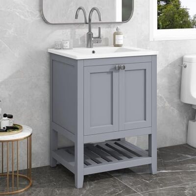 Merax Meuble de salle de bain Meuble de salle de bain Meuble de 60 cm Lavabo avec sous-vasque Meuble de salle de bain Meuble sous-évier avec meuble bas - Publicité Merax Meuble de salle de bain Meuble de salle de bain Meuble de 60 cm Lavabo avec sous-vasque Meuble de salle de bain Meuble sous-évier avec meuble bas - Publicité