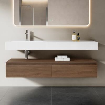 Mai & Mai Meuble Salle de Bain Marron Ensemble de 2 Pièces 150cm Ensemble de Meubles, Lavabo Inclus, Meuble sous Lavabo Suspendu avec Tiroir, 150x48x25cm, UP - Publicité Mai & Mai Meuble Salle de Bain Marron Ensemble de 2 Pièces 150cm Ensemble de Meubles, Lavabo Inclus, Meuble sous Lavabo Suspendu avec Tiroir, 150x48x25cm, UP - Publicité