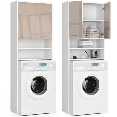 Home Collective Armoire de salle de bain pour machine à laver, 64 cm de large, 180 cm de haut, blanc cappuccino brillant, panneau laminé de haute qualité, espace de rangement généreux avec 4 étagères, bords en ABS, - Publicité Home Collective Armoire de salle de bain pour machine à laver, 64 cm de large, 180 cm de haut, blanc cappuccino brillant, panneau laminé de haute qualité, espace de rangement généreux avec 4 étagères, bords en ABS, - Publicité