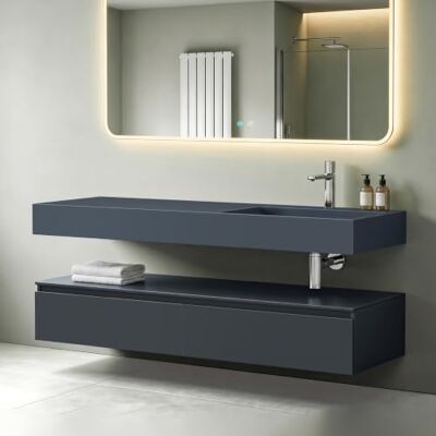 Mai & Mai Meuble Salle de Bain Gris Noir Mat Ensemble de 2 Pièces 150cm Ensemble de Meubles, Lavabo Inclus, Meuble sous Lavabo Suspendu avec Tiroir, 150x48x25cm, UP - Publicité Mai & Mai Meuble Salle de Bain Gris Noir Mat Ensemble de 2 Pièces 150cm Ensemble de Meubles, Lavabo Inclus, Meuble sous Lavabo Suspendu avec Tiroir, 150x48x25cm, UP - Publicité