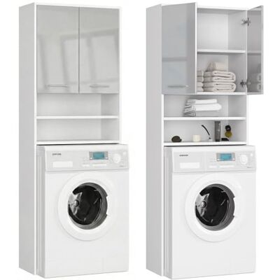 Home Collective Armoire de salle de bain pour machine à laver, 64 cm de large, 180 cm de haut, métal blanc brillant, panneau laminé de haute qualité, espace de rangement généreux avec 4 étagères, bords en ABS, - Publicité Home Collective Armoire de salle de bain pour machine à laver, 64 cm de large, 180 cm de haut, métal blanc brillant, panneau laminé de haute qualité, espace de rangement généreux avec 4 étagères, bords en ABS, - Publicité
