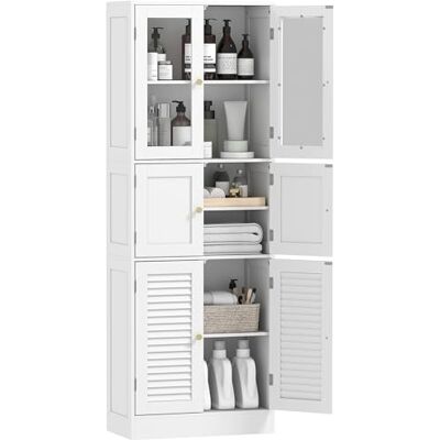 HOMCOM Meuble de Salle de Bain Haut Style Moderne 60x30x170cm Blanc - Publicité HOMCOM Meuble de Salle de Bain Haut Style Moderne 60x30x170cm Blanc - Publicité