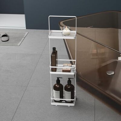 Mai & Mai Étagère de Douche sur Pied 3 Niveaux 18x12,5x67,3 cm Blanc Acier au Carbone, Serviteur de Douche Autoportant, Étagère Rangement, Fond Ajouré pour Évacuation de l'Eau, Reglo-02 - Publicité Mai & Mai Étagère de Douche sur Pied 3 Niveaux 18x12,5x67,3 cm Blanc Acier au Carbone, Serviteur de Douche Autoportant, Étagère Rangement, Fond Ajouré pour Évacuation de l'Eau, Reglo-02 - Publicité