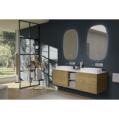 Bernstein Meuble vasque suspendu salle de bain MDF Chêne, lavabo Céramique Blanc mat + trous robinet + 2 tiroirs 150x45x52cm INALCO 1500 - Publicité Bernstein Meuble vasque suspendu salle de bain MDF Chêne, lavabo Céramique Blanc mat + trous robinet + 2 tiroirs 150x45x52cm INALCO 1500 - Publicité