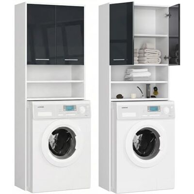 Home Collective Armoire de salle de bain pour machine à laver 64 cm de large, 180 cm de haut Blanc graphite brillant Panneau laminé de qualité supérieure Grand espace de rangement avec 4 étagères Bords en - Publicité Home Collective Armoire de salle de bain pour machine à laver 64 cm de large, 180 cm de haut Blanc graphite brillant Panneau laminé de qualité supérieure Grand espace de rangement avec 4 étagères Bords en - Publicité
