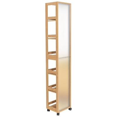 TENDANCE Colonne Miroir pivotante sur roulettes avec 6 niches Colonial - Publicité TENDANCE Colonne Miroir pivotante sur roulettes avec 6 niches Colonial - Publicité