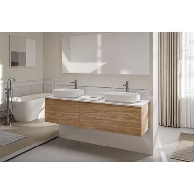 Bernstein Meuble vasque suspendu salle de bain MDF Chêne, lavabo Fonte minérale Blanc mat + 3 tiroirs coulissants- 190x45x52cm INALCO 1900 - Publicité Bernstein Meuble vasque suspendu salle de bain MDF Chêne, lavabo Fonte minérale Blanc mat + 3 tiroirs coulissants- 190x45x52cm INALCO 1900 - Publicité