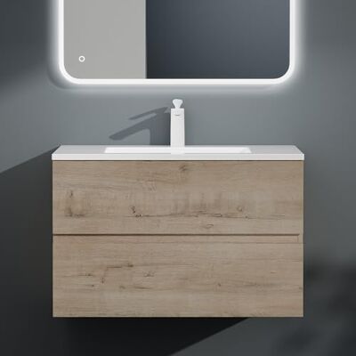 Mai & Mai Meuble Salle de Bain Chêne Blanc Clair Ensemble de 2 Pièces 80cm - Publicité Mai & Mai Meuble Salle de Bain Chêne Blanc Clair Ensemble de 2 Pièces 80cm - Publicité