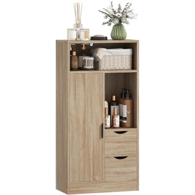 HOMCOM Meuble de Salle de Bain Étroit 2 Tiroirs 50x25x100cm Bois Naturel Meuble de Rangement avec Compartiments Ouverts, Placard, Étagère Réglable, Armoire Salle de Bain, Salon, Chambre - Publicité HOMCOM Meuble de Salle de Bain Étroit 2 Tiroirs 50x25x100cm Bois Naturel Meuble de Rangement avec Compartiments Ouverts, Placard, Étagère Réglable, Armoire Salle de Bain, Salon, Chambre - Publicité
