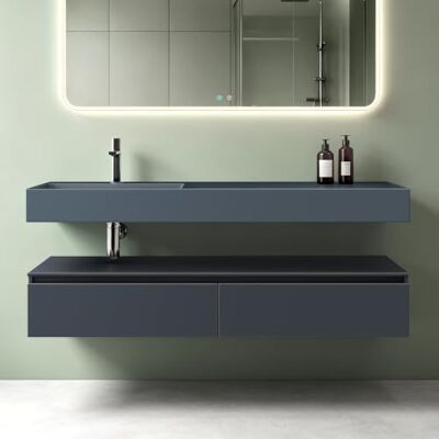 Mai & Mai Meuble Salle de Bain Gris Noir Mat Ensemble de 2 Pièces 150cm Ensemble de Meubles, Lavabo Inclus, Meuble sous Lavabo Suspendu avec Tiroir, 150x48x25cm, UP - Publicité Mai & Mai Meuble Salle de Bain Gris Noir Mat Ensemble de 2 Pièces 150cm Ensemble de Meubles, Lavabo Inclus, Meuble sous Lavabo Suspendu avec Tiroir, 150x48x25cm, UP - Publicité