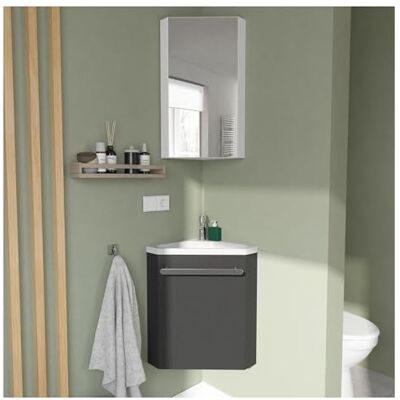 SKINO SKINO - gris anthracite - vasque en résine blanche - Bathroom vanity set - Publicité SKINO SKINO - gris anthracite - vasque en résine blanche - Bathroom vanity set - Publicité