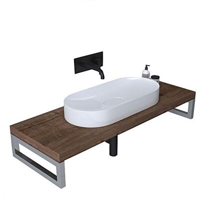 Mai & Mai Plan de Travail pour Lavabos Salle de Bain Marron 50x120cm Meuble sous Vasque en Bois, Plan de Vasque, avec Équerres en Acier Inoxydable, Platte01 - Publicité Mai & Mai Plan de Travail pour Lavabos Salle de Bain Marron 50x120cm Meuble sous Vasque en Bois, Plan de Vasque, avec Équerres en Acier Inoxydable, Platte01 - Publicité