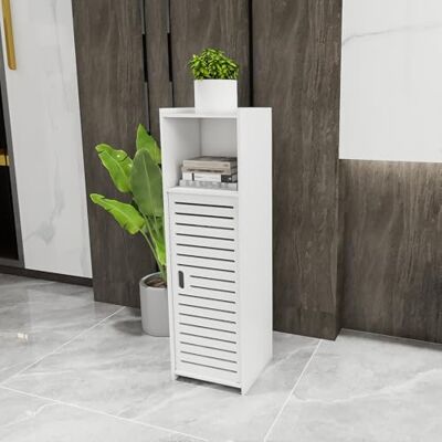 LANTUS Petit Meuble de Rangement pour Toilettes, Meuble de Salle de Bain Support Papier Toilette avec Placard et étagères réglables-25 * 22 * 80cm-Blanc - Publicité LANTUS Petit Meuble de Rangement pour Toilettes, Meuble de Salle de Bain Support Papier Toilette avec Placard et étagères réglables-25 * 22 * 80cm-Blanc - Publicité