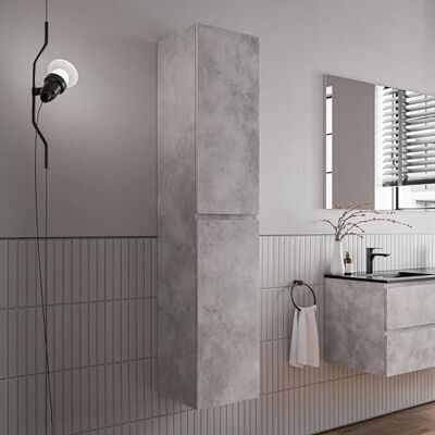 Bernstein Meuble Colonne Armoire suspendue Gris béton salle de bain MDF 35x170x35cm 2 portes charnières gauche/droite, Livrée assemblée AVA - Publicité Bernstein Meuble Colonne Armoire suspendue Gris béton salle de bain MDF 35x170x35cm 2 portes charnières gauche/droite, Livrée assemblée AVA - Publicité