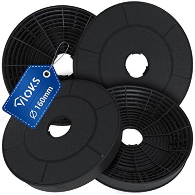 VIOKS Lot de 4 filtres à charbon pour hotte aspirante 1160826 KF17146 Amica Filtre à charbon actif rond Pour hotte aspirante Amica, Beko - Publicité VIOKS Lot de 4 filtres à charbon pour hotte aspirante 1160826 KF17146 Amica Filtre à charbon actif rond Pour hotte aspirante Amica, Beko - Publicité