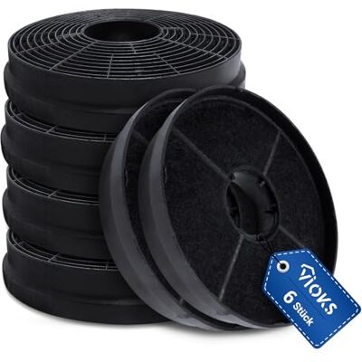 VIOKS Lot de 6 filtres à charbon de rechange pour hotte aspirante Respekta MIZ0058 MIZ 0058 PKM CF130 Candy 49040890 35602288 49040117 352C66 Filtre rond à charbon actif pour hotte aspirante - Publicité VIOKS Lot de 6 filtres à charbon de rechange pour hotte aspirante Respekta MIZ0058 MIZ 0058 PKM CF130 Candy 49040890 35602288 49040117 352C66 Filtre rond à charbon actif pour hotte aspirante - Publicité