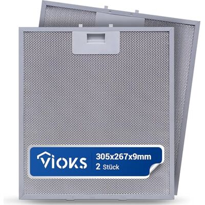 VIOKS Lot de 2 filtres de hotte aspirante 305 x 267 x 9 mm de rechange pour Aoom G 405525042/9 Elica GRI0009219A KIT0010805 Filtre à graisse en métal pour hotte aspirante Whirlpоol Elica A - Publicité VIOKS Lot de 2 filtres de hotte aspirante 305 x 267 x 9 mm de rechange pour Aoom G 405525042/9 Elica GRI0009219A KIT0010805 Filtre à graisse en métal pour hotte aspirante Whirlpоol Elica A - Publicité