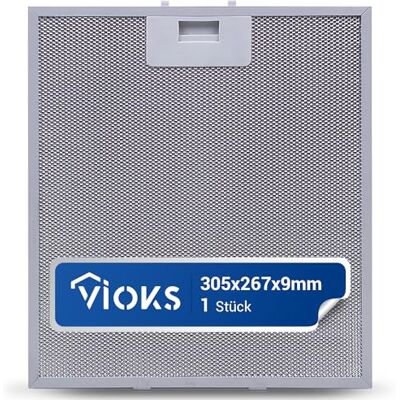 VIOKS Filtre de hotte aspirante 305 x 267 x 9 mm de rechange pour AEG 405525042/9 Elica GRI0009219A KIT0010805 – Filtre à graisse pour hotte aspirante en métal/filtre métallique pour hotte aspirante - Publicité VIOKS Filtre de hotte aspirante 305 x 267 x 9 mm de rechange pour AEG 405525042/9 Elica GRI0009219A KIT0010805 – Filtre à graisse pour hotte aspirante en métal/filtre métallique pour hotte aspirante - Publicité